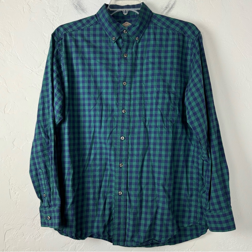 Bills Khakis‎ Shirt Button Down Flannel Plaid Print Blue Green Dark Classic Fit
